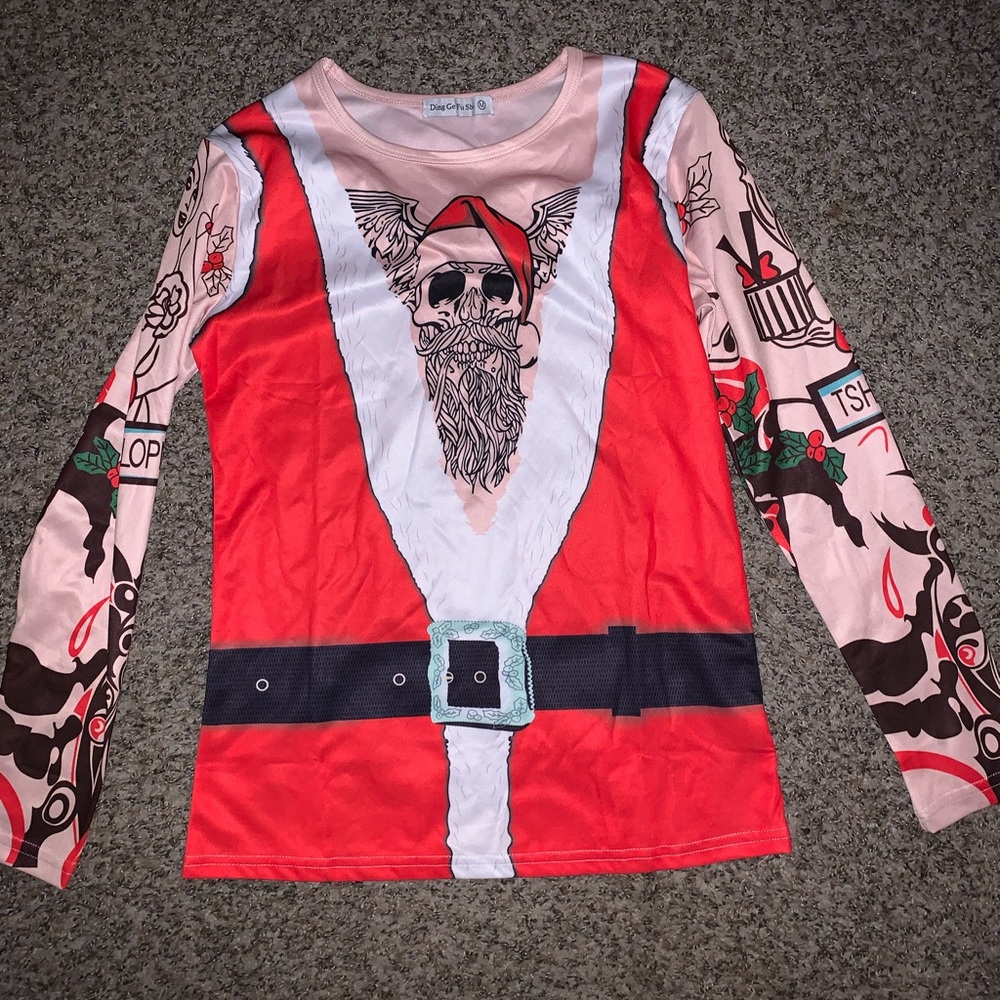 Men’s med funny tattoo Santa shirt